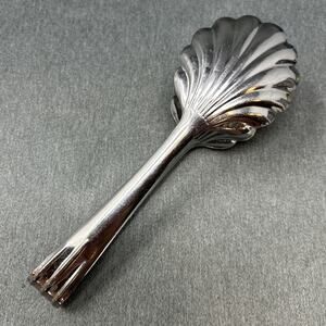 Vintage INOX Made In Italy Clam Shell Tongs Silver Tone Oysters Caviar Serving